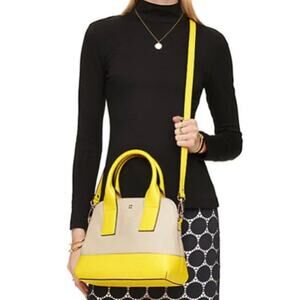 Kate Spade Yellow Tan Embossed Southport Avenue Small Jenny Crossbody Bag